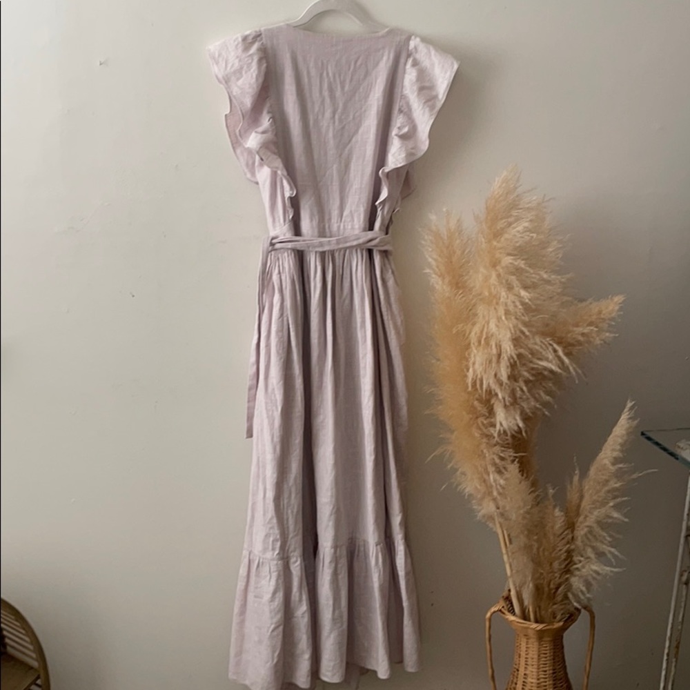 THE GREAT. Lavender Midi Dress with Ruffle Sleeves - Picture 7 of 9